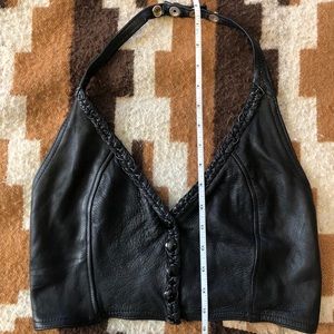 Biker babe Leather halter top